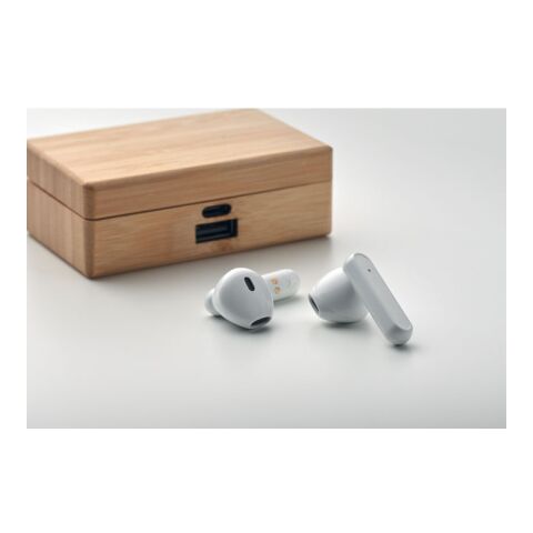 TWS earbuds in bamboo case wood | No Branding | not available | not available | not available