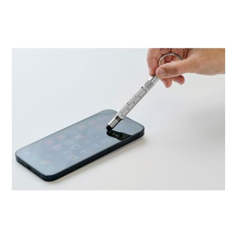 Key ring with twist action pen matt silver | No Branding | not available | not available