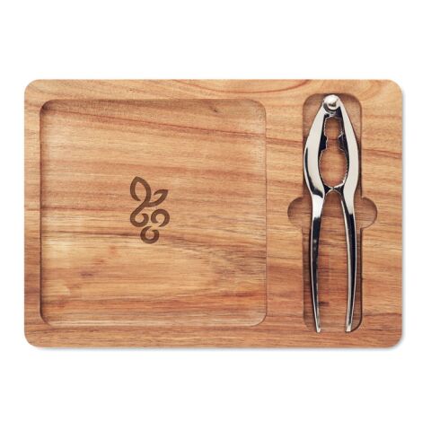 Acacia nut cracker set wood