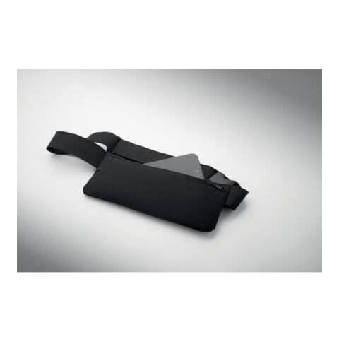 Sports waist bag 600D RPET black | No Branding | not available | not available | not available