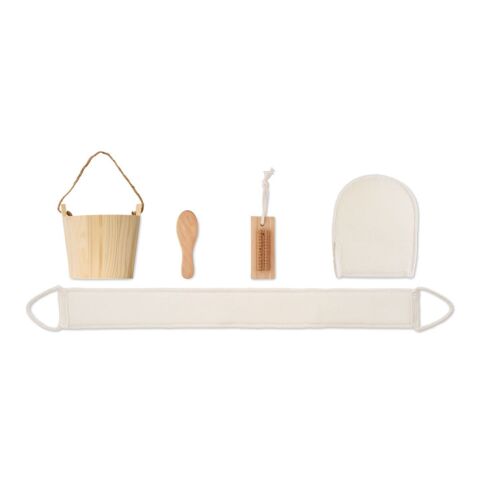Bath gift set in wooden bucket wood