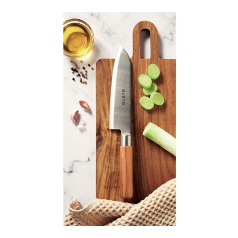 Beech wood chef knife silver