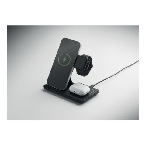 Foldable 3-in-1 charger 15W black