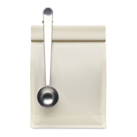 Coffee scoop with bag clip silver