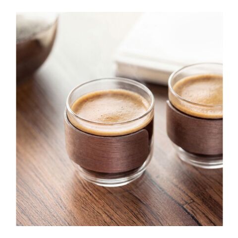 Coffee glass set walnut grip wood