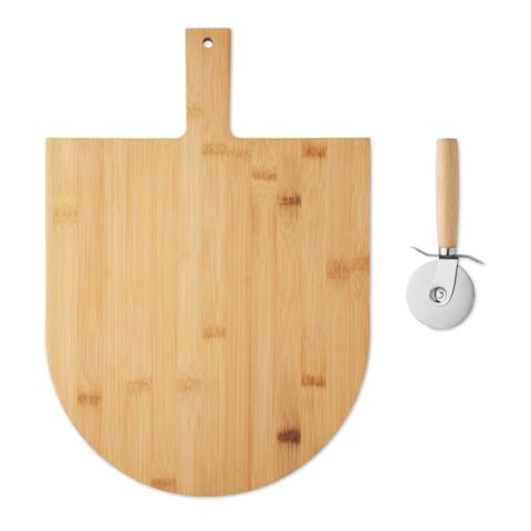 Bamboo pizza board &amp; cutter wood