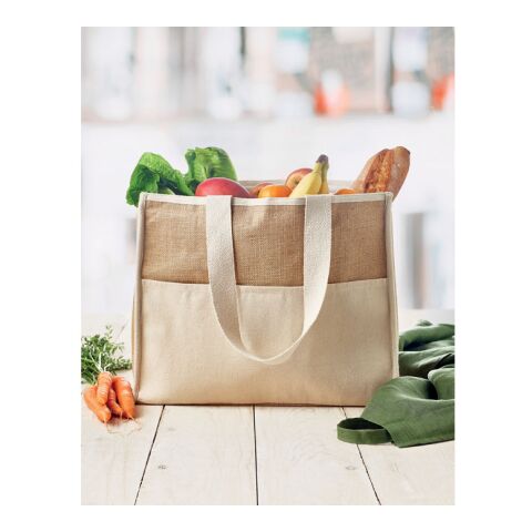 Jute and canvas cooler bag beige | No Branding | not available | not available | not available
