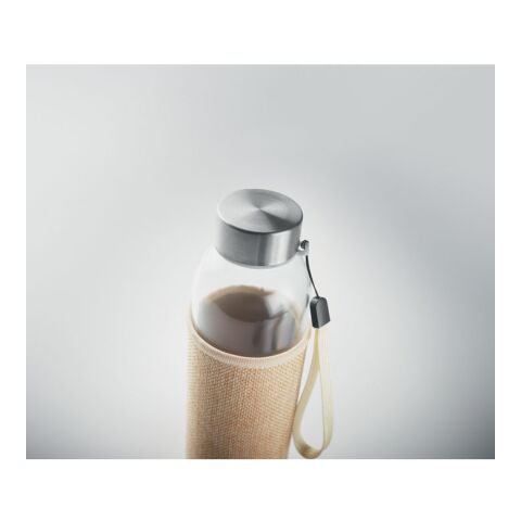 Glass bottle in pouch 500ml beige | No Branding | not available | not available | not available