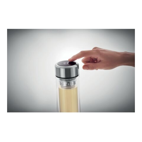 Borosilicate glass bottle with touch thermometer transparent | No Branding | not available | not available