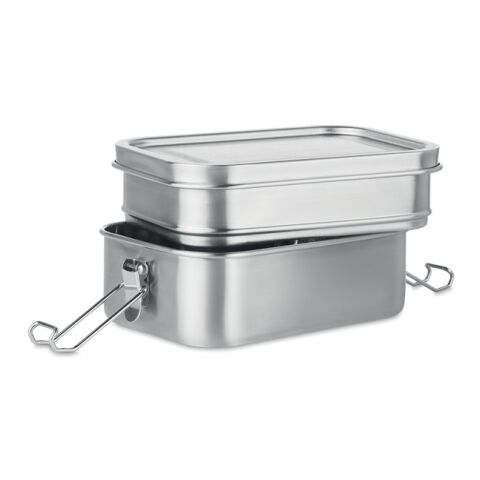 Stainless steel lunch box with  2 compartments matt silver | No Branding | not available | not available | not available