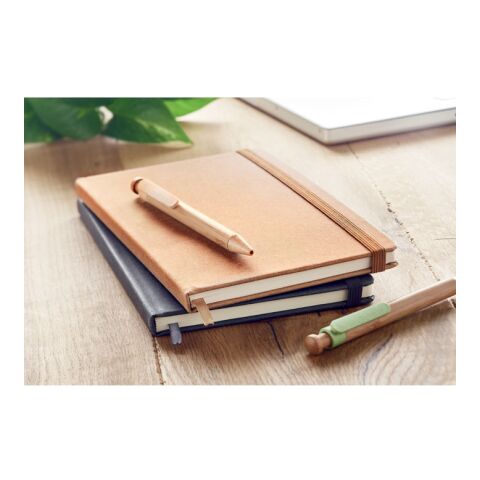 A5 recycled notebook 80 lined with pen holder brown | No Branding | not available | not available