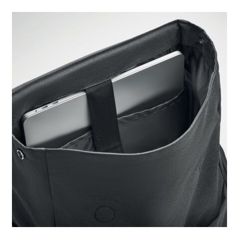 RPET laptop backpack with magnetic button black | No Branding | not available | not available | not available