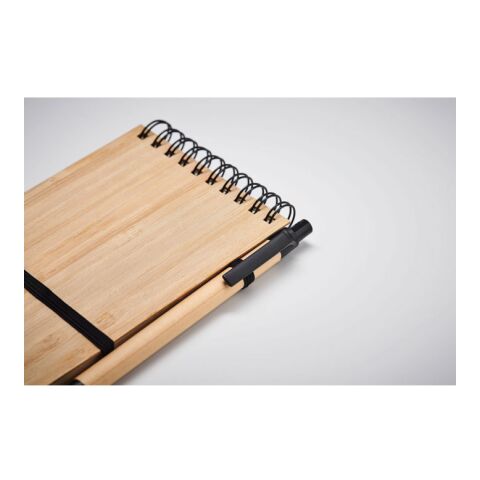 A6 bamboo notepad with pen black | No Branding | not available | not available