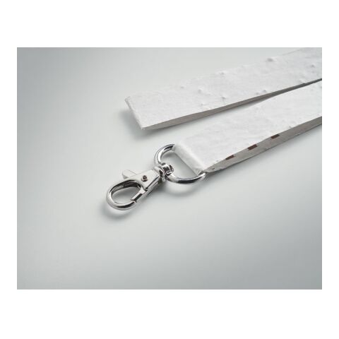 Seed paper lanyard with hook white | No Branding | not available | not available | not available
