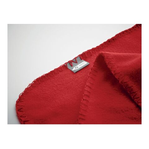 RPET fleece travel blanket in pouch red