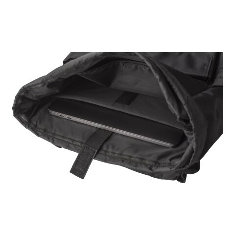 RPET (290T) polyester twill flap backpack Marlowe black | No Branding | not available | not available