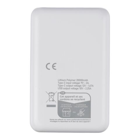 Recycled ABS powerbank Rayen white | No Branding | not available | not available