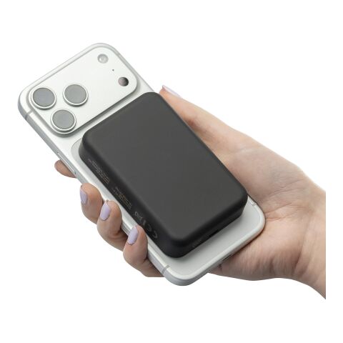 Recycled wireless charger powerbank Meno black | No Branding | not available | not available