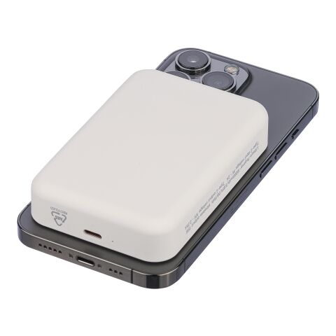 Recycled wireless charger powerbank Meno white | No Branding | not available | not available