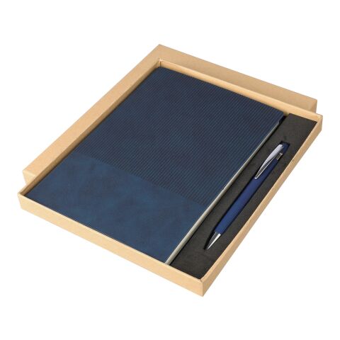 Recycled PU notebook (A5) and ballpen set Tarek grey