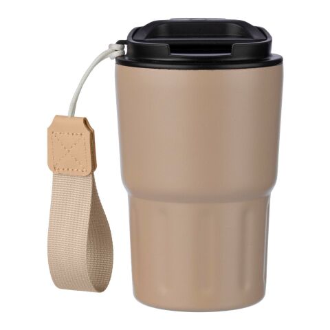 Stainless steel double walled mug Louisa beige