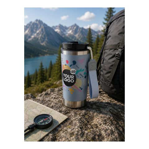 Recycled stainless steel double-walled drinking mug 500 ml Kayla beige