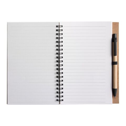 Wire bound notebook with ballpen. Stella green