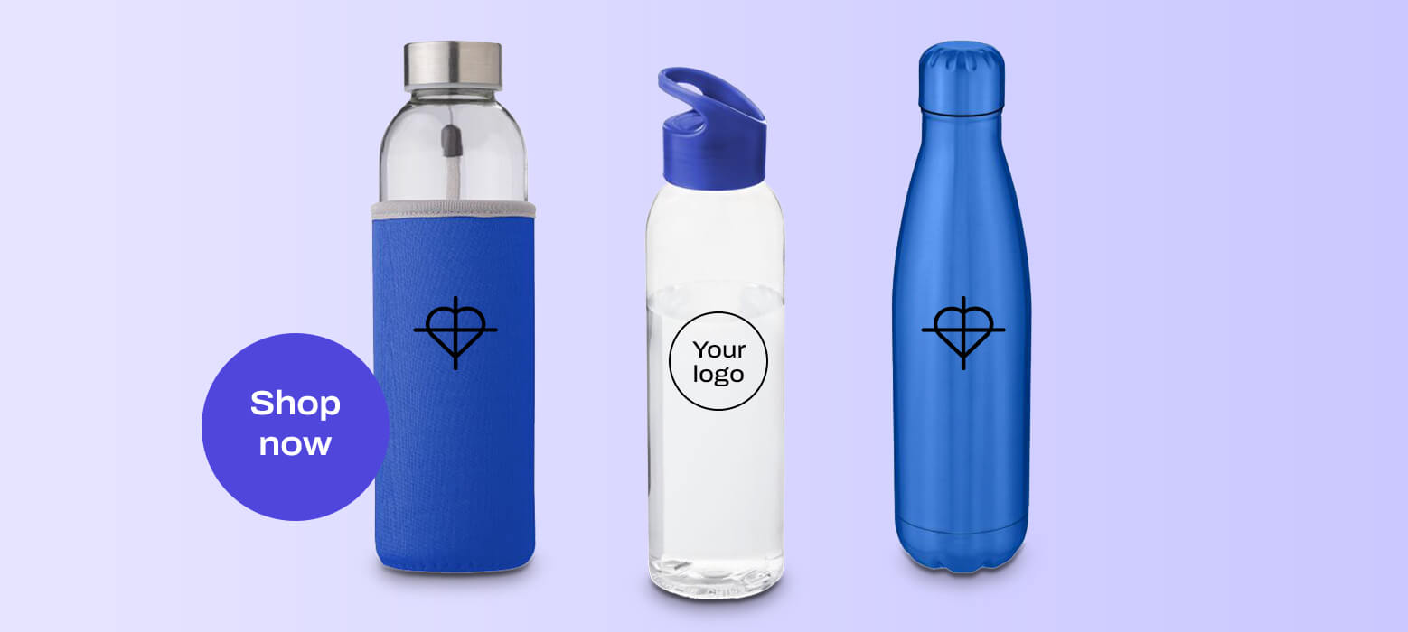 Blue water bottles